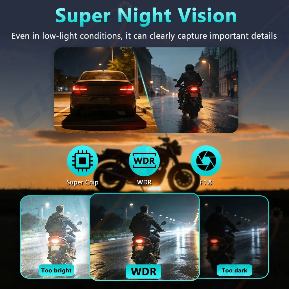 Motorcycle DVR 2K HD WiFi With - Photographic Memory recension och pris