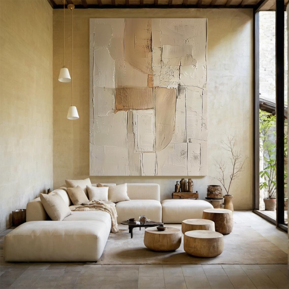 3D Beige Large Canvas Abstract - Photography Geometry recension och pris