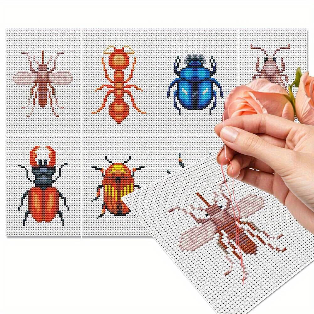 8Pcs Insect Cross Stitch Embro - Photography Geometry recension och pris